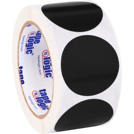 Tape Logic® 2"" Dia. Round Inventory Circle Labels Black Roll of 500