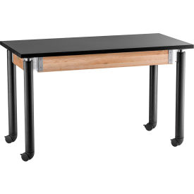 NPS Science Table with Casters - Phenolic Top - Adjustable Height - 24"" x 72"" - Black/Black