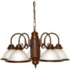 Satco 76-694 5 Light - 22"" - Chandelier - With Frosted Ribbed Shades  Old Bronze