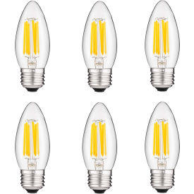 Sunlite® LED B11 Chandelier Light Bulb E26 Base 5.5W 600 Lumens 50K Super White Pack of 6