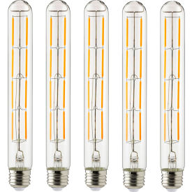 Sunlite® LED T10 Tubular Filament Light Bulb E26 Base 6W 570 Lumens 2200K Amber Pack of 5
