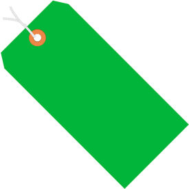 Global Industrial Shipping Tag Pre-Strung #6 5-1/4""L x 2-5/8""W Fluorescent Green 1000/Pack