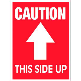 Tape Logic® Labels with ""Caution-This Side Up"" Print 4""L x 3""W Red/White Roll of 500