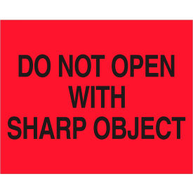 Tape Logic® Labels with ""Do Not Open with..."" Print 10""L x 8""W Fluorescent Red Roll of 250