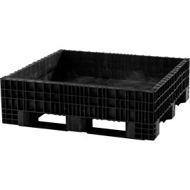 Buckhorn® Plastic Non-Collapsible Bulk Container 48""L x 45""W x 19""H 2300 lb. Capacity Black