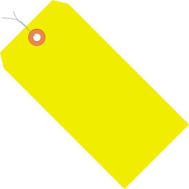 Global Industrial Shipping Tag Pre-Wired #7 5-3/4""L x 2-7/8""W Fluorescent Yellow 1000/Pack