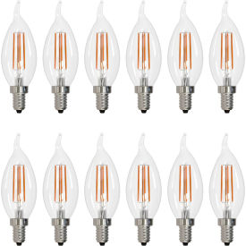 Sunlite® LED CA11 Chandelier Light Bulb E12 Base 5.5W 600 Lumens 30K Warm White Pk of 12
