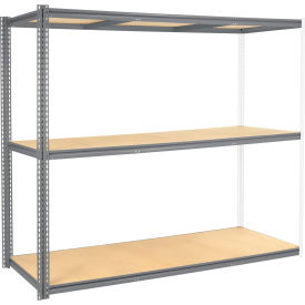 Global Industrial 3 Shelf Heavy Duty Boltless Shelving Add On 96""Wx24""Dx60""H Wood Deck USA