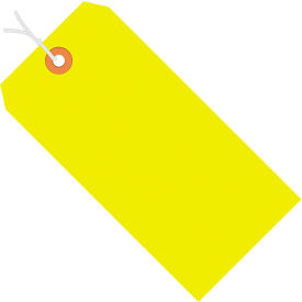 Global Industrial Shipping Tag Pre-Strung #6 5-1/4""L x 2-5/8""W Fluorescent Yellow 1000/Pack