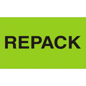 Tape Logic® Labels with ""Repack"" Print 5""L x 3""W Fluorescent Green Roll of 500