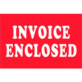 Tape Logic® Labels with ""Invoice Enclosed"" Print 3""L x 2""W Red/White Roll of 500