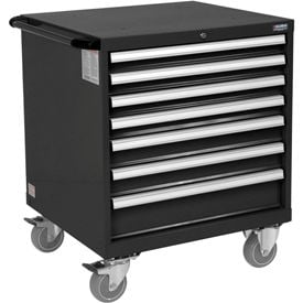 Global Industrial™ Mobile Modular Drawer Cabinet 7 Drawers w/Lock 30""Wx27""Dx37""H Black