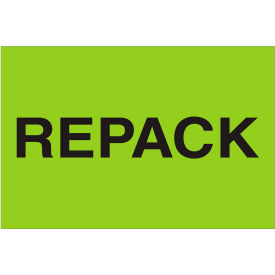 Tape Logic® Labels with ""Repack"" Print 3""L x 2""W Fluorescent Green Roll of 500