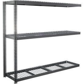 Global Industrial 3 Shelf Heavy Duty Channel Boltless Shelving Add On 96""Wx48""Dx72""H Wire Deck