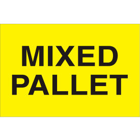 Tape Logic® Labels with ""Mixed Pallet"" Print 3""L x 2""W Fluorescent Yellow Roll of 500