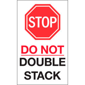 Tape Logic® Labels with ""Stop-Do Not Double..."" Print 10""L x 6""W Red/White/Black Roll of 250