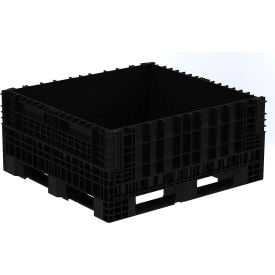 Buckhorn® Plastic Non-Collapsible Bulk Container 48""L x 45""W x 21""H 2300 lb. Capacity Black