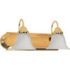Satco 60/328 Ballerina 2 Light - 18"" - Vanity w/ Alabaster Glass Bell Shades  Polished Brass