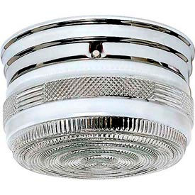 Satco 77-101 2 Light - 8"" - Flush Mount - Medium Crystal / White Drum  Polished Chrome