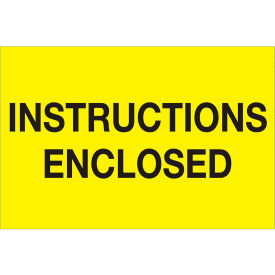 Tape Logic® Labels w/ ""Instructions Enclosed"" Print 3""L x 2""W Fluorescent Yellow Roll of 500