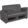 Regency Supernova Lounge Vinyl Tablet Arm Loveseat with Storage 56""W x 29""D x 33""H Gray/Ash Gray