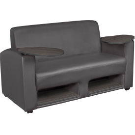 Regency Supernova Lounge Vinyl Tablet Arm Loveseat with Storage 56""W x 29""D x 33""H Gray/Ash Gray