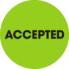 Tape Logic® 2"" Dia. Round Paper Labels with ""Accepted"" Print Fluorescent Green Roll of 500