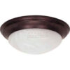 Nuvo 60/281 2 Light-Ceiling-Flush Mount W/Alabaster Glass Old Bronze 14""W X 5.5""H