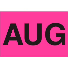 Tape Logic® Paper Labels with ""Aug"" Print 3""L x 2""W ""L Fluorescent Pink Roll of 500