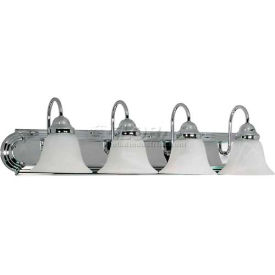 Satco 60/318 Ballerina 4 Light - 30"" - Vanity w/ Alabaster Glass Bell Shades  Polished Chrome