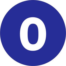 Tape Logic® 4"" Dia. Round Number Paper Labels with ""0"" Print Dark Blue Roll of 500