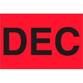 Tape Logic® Paper Labels with ""Dec"" Print 3""L x 2""W ""L Fluorescent Red Roll of 500