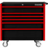 Extreme Tools DX Roller Cabinet 6 Drawers 41""W x 25""D x 41-13/16""H Black with Red Drawer Pulls