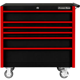 Extreme Tools DX Roller Cabinet 6 Drawers 41""W x 25""D x 41-13/16""H Black with Red Drawer Pulls