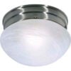 Satco 76-671 1 Light - 8"" - Flush Mount - Small Alabaster Mushroom  Brushed Nickel