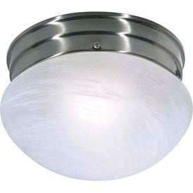 Satco 76-671 1 Light - 8"" - Flush Mount - Small Alabaster Mushroom  Brushed Nickel
