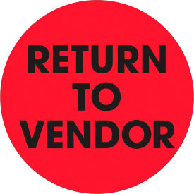 Tape Logic® 2"" Dia. Round Labels with ""Return To Vendor"" Print Fluorescent Red Roll of 500