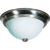 Satco 76-243 2 Light - 11"" - Flush Mount - Frosted Melon Glass  Brushed Nickel