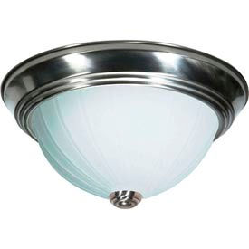 Satco 76-243 2 Light - 11"" - Flush Mount - Frosted Melon Glass  Brushed Nickel