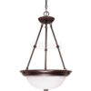 Satco 60-211 3 Light - 15"" - Pendant - Alabaster Glass  Old Bronze