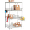 Nexelate® Silver Epoxy To Go Rack 4 Wire Shelves Dividers & Ledges 72""W x 21""D x 63""H