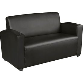 Regency Supernova Lounge Cushioned Vinyl Loveseat 56""W x 29""D x 33""H Black