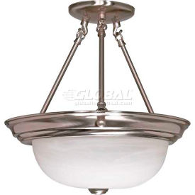 Nuvo 60/201 2 Light-Ceiling-Semi Flush Alabaster Glass Brushed Nickel 13.25""W X 14""H