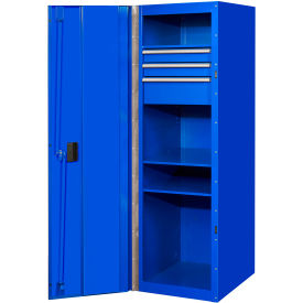 Extreme Tools RX Side Locker 3 Drawers & 4 Shelves 19""W x 25""D x 60-7/8""H Blue w/ Chrome Handles