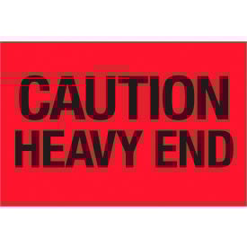 Tape Logic® Labels with ""Caution-Heavy End"" Print 3""L x 2""W Fluorescent Red Roll of 500