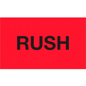 Tape Logic® Labels with ""Rush"" Print 5""L x 3""W Fluorescent Red Roll of 500