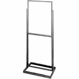 22"" x 28"" Double Bulletin Sign Holder w/ Rectangular Tubing Base - Matte Black