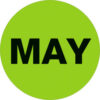 Tape Logic® 2"" Dia. Round Paper Labels with ""May"" Print Fluorescent Green Roll of 500