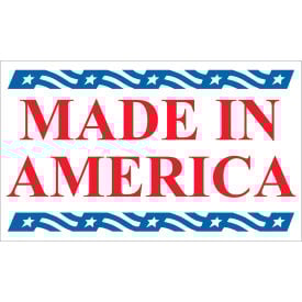Tape Logic® Labels with ""Made in America"" Print 5""L x 3""W Red/White/Blue Roll of 500