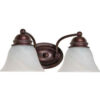 Satco 60-345 Empire 2 Light - 15"" - Vanity w/ Alabaster Glass Bell Shades  Old Bronze